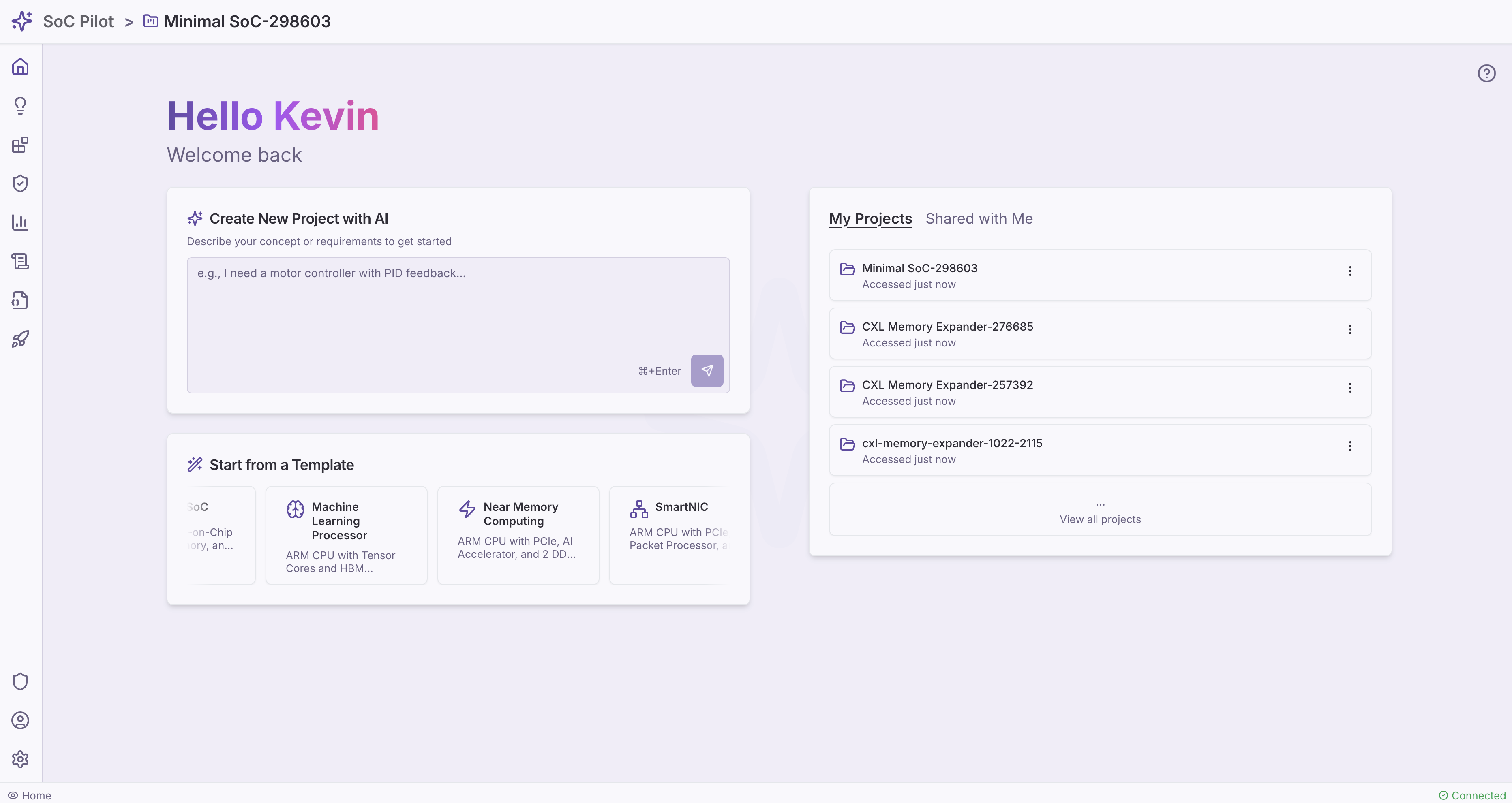 SoC Architecture Pilot Home View